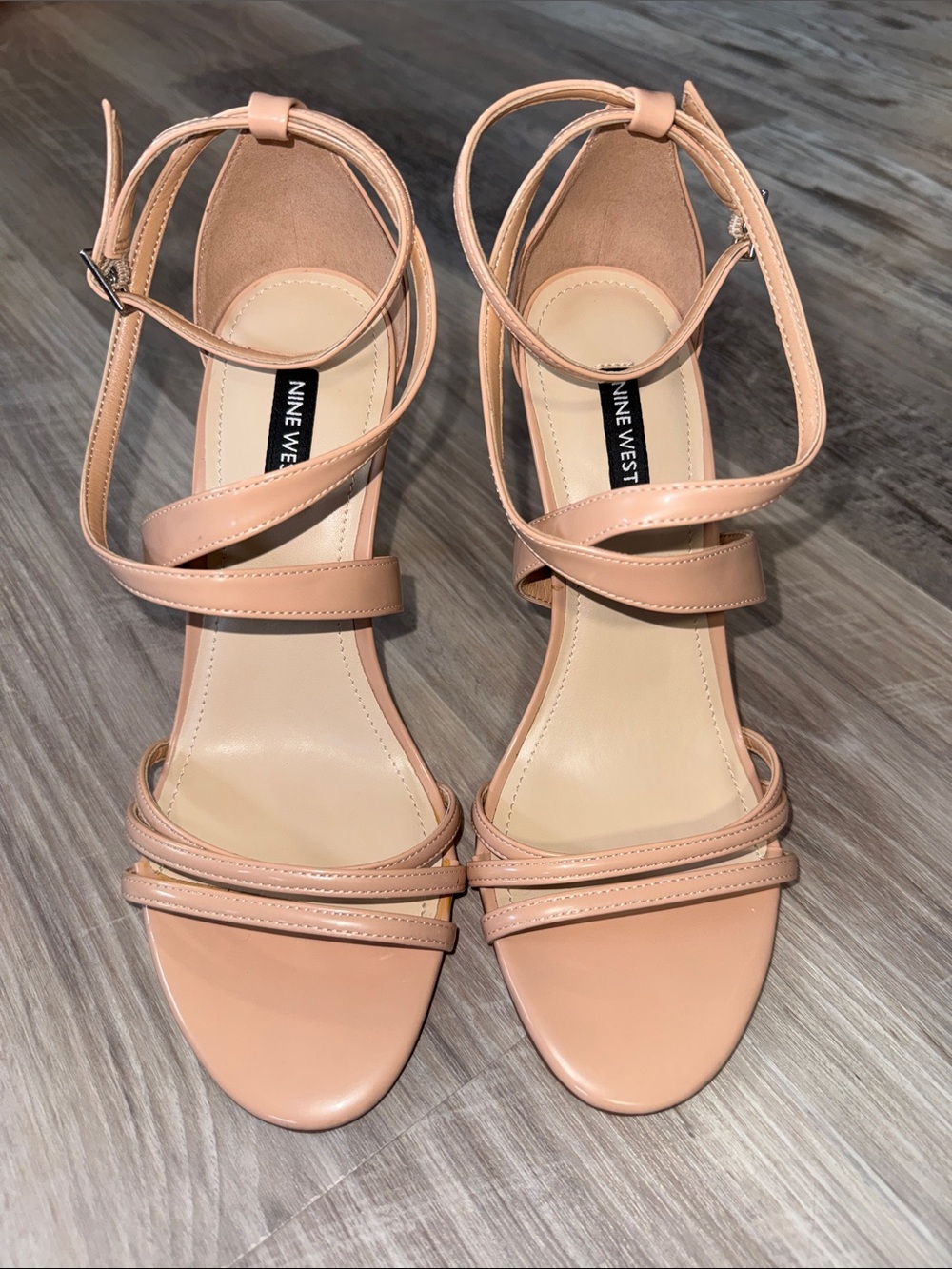 Nine West Pink Nude Strappy Ankle Strap Heels